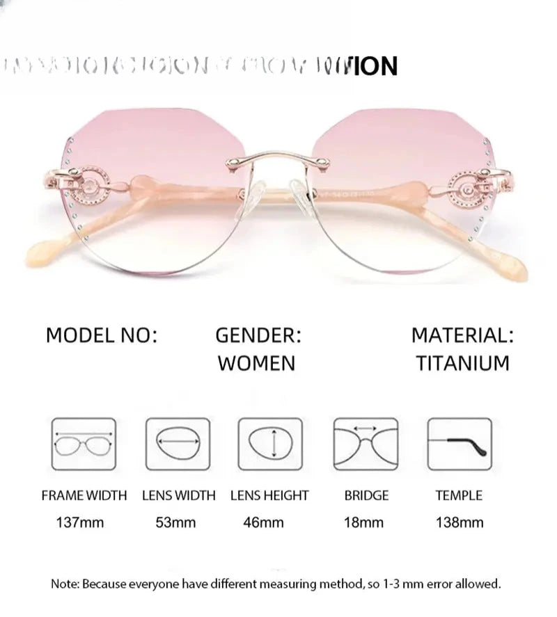 Women's Oval Rimless Titanium Flat Top Prescription Glasses 693097 — view 3 | Rx Spectacle