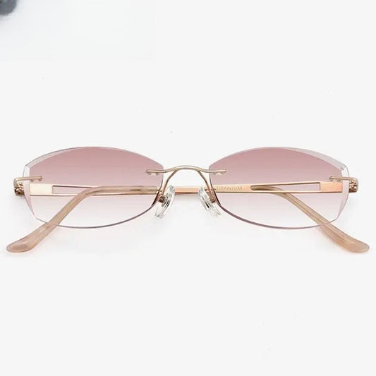 Women's Oval Rimless Titanium Prescription Glasses 6048 — view 1 | Rx Spectacle