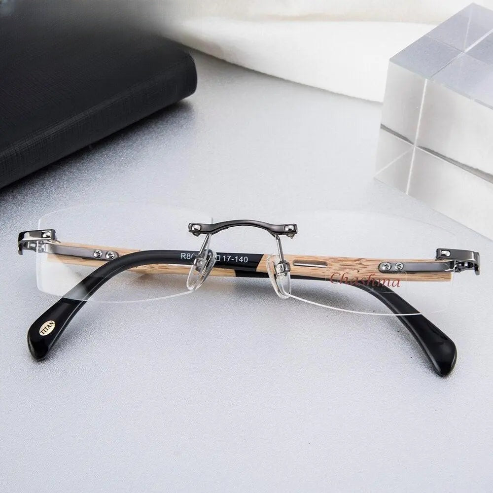 Men's Square Rimless Titanium Prescription Glasses 866 — view 6 | Rx Spectacle