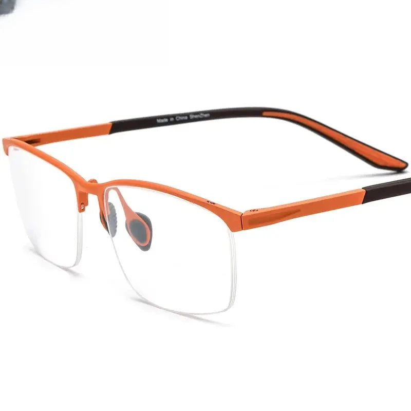Unisex Browline Semi-Rimless Titanium Prescription Glasses 17301 — view 5 | Rx Spectacle