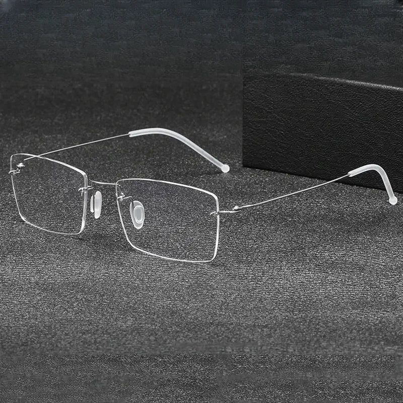 Unisex Square Rimless Titanium Prescription Glasses T5935 — view 1 | Rx Spectacle