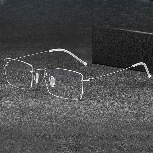 Unisex Square Rimless Titanium Prescription Glasses T5935 — view 1 | Rx Spectacle