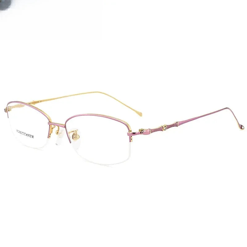 Women's Oval Semi-Rimless Titanium Prescription Glasses 888331 — view 7 | Rx Spectacle