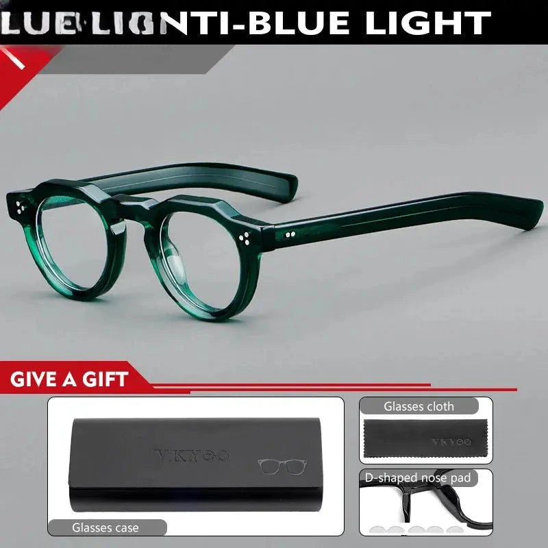 Women's Round Full Rim Acetate Flat Top Reading Glasses 98013 — view 9 | Rx Spectacle