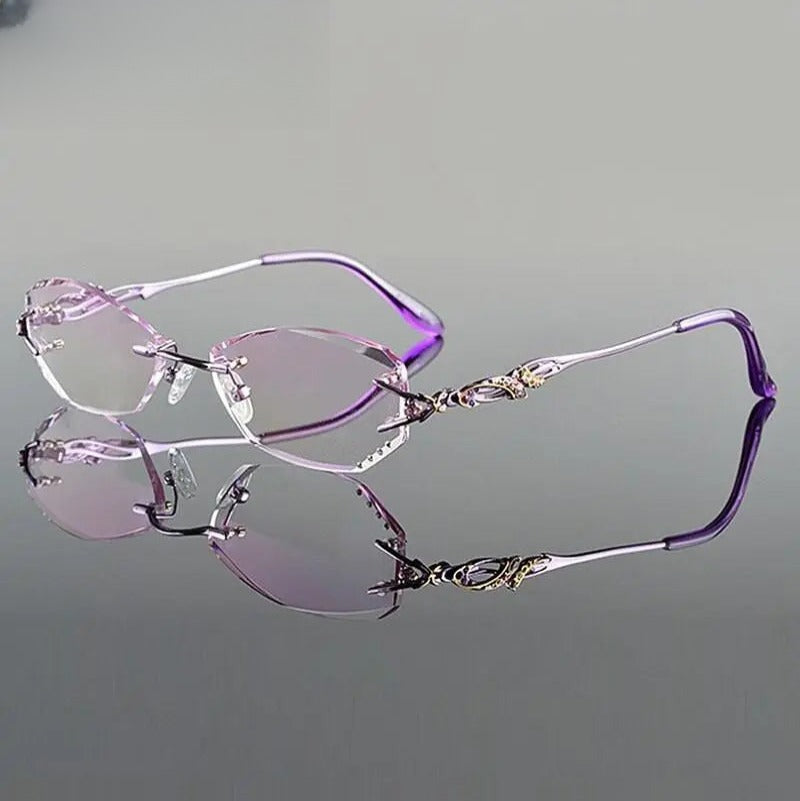 Women's Oval Rimless Titanium Prescription Glasses 8036b — view 4 | Rx Spectacle