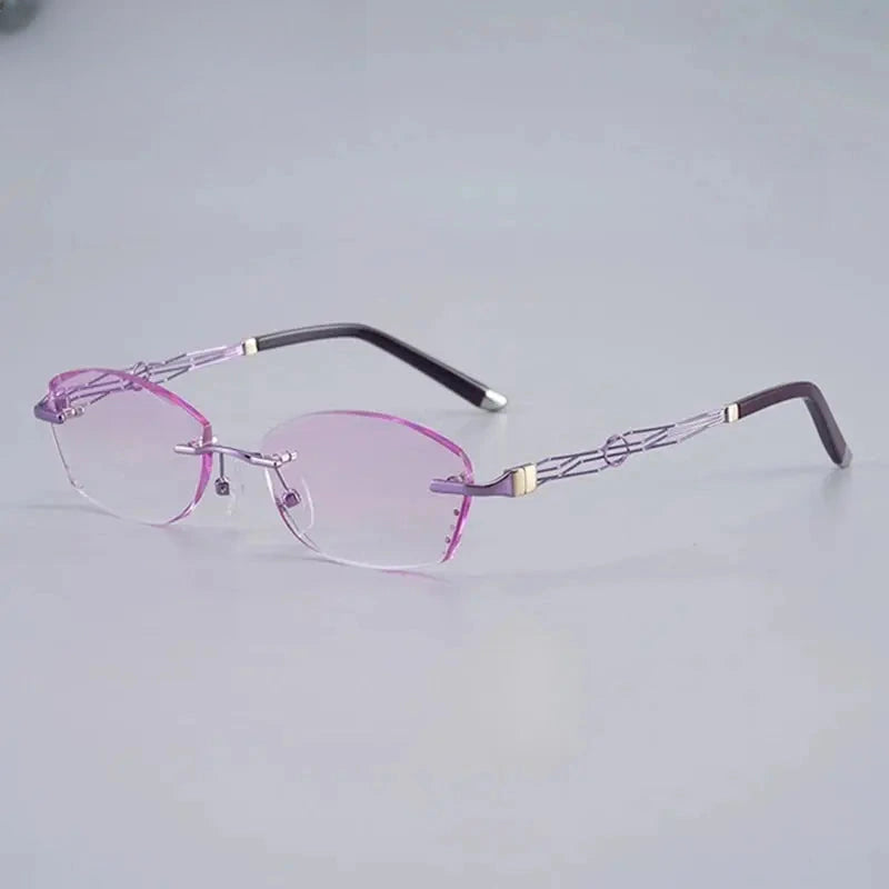 Women's Oval Rimless Titanium Prescription Glasses 658072 — view 5 | Rx Spectacle