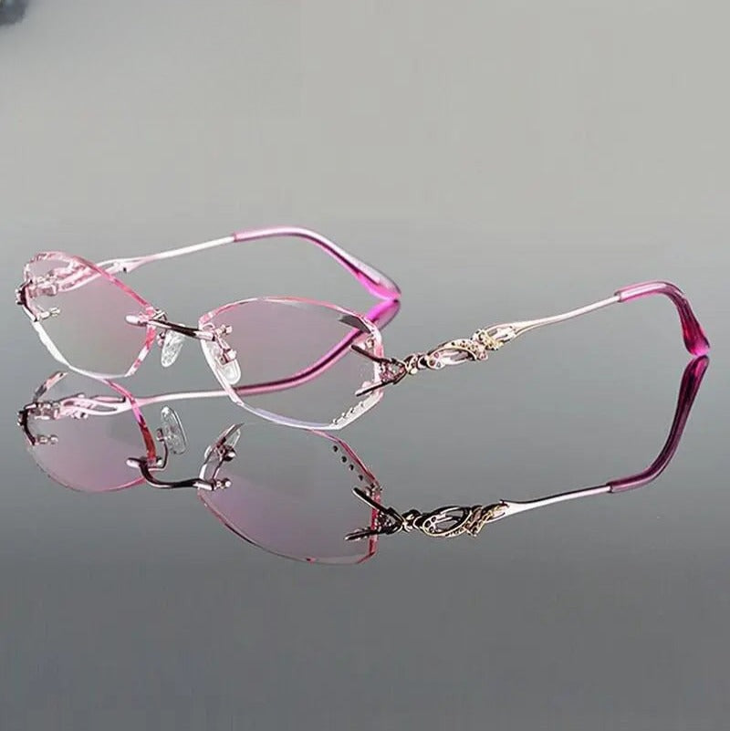 Women's Oval Rimless Titanium Prescription Glasses 8036b — view 2 | Rx Spectacle