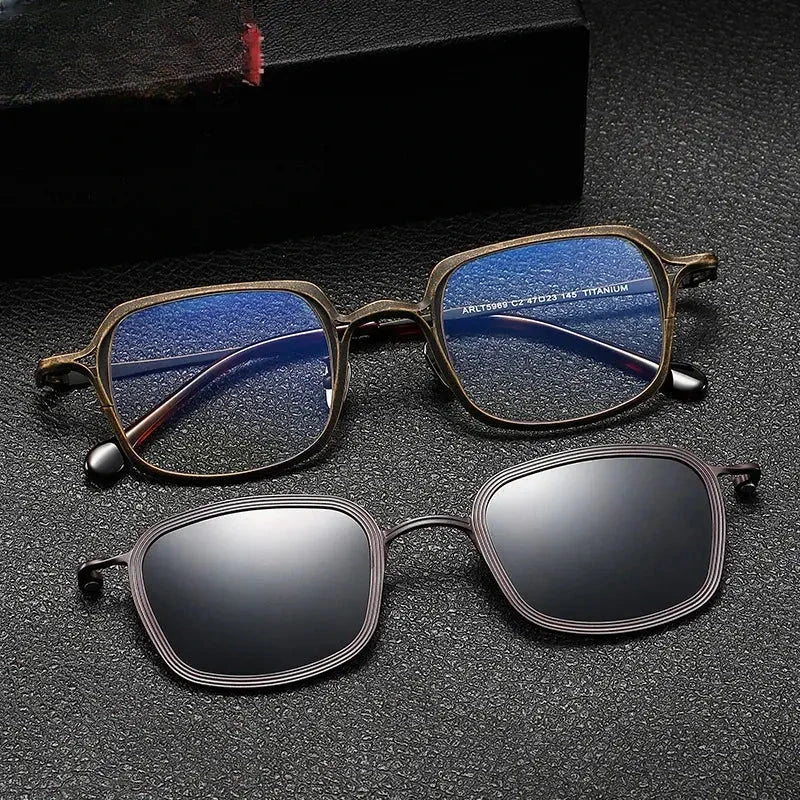 Unisex Square Full Rim Titanium Clip-On Prescription Glasses 885969 — view 1 | Rx Spectacle