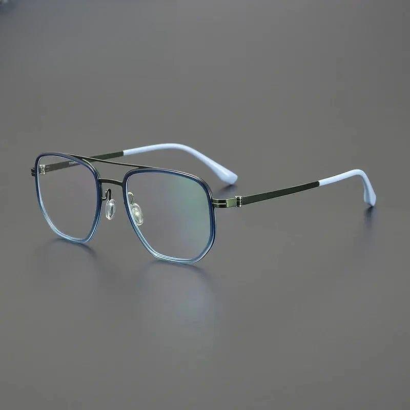 Unisex Square Full Rim Titanium Double Bridge Prescription Glasses 31567 — view 3 | Rx Spectacle