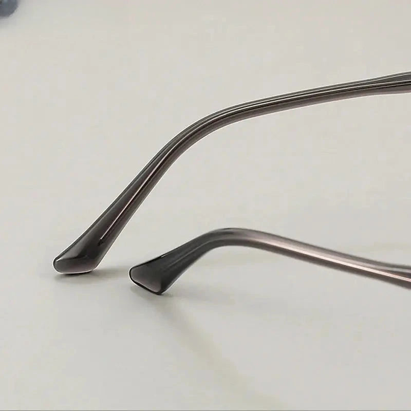 Unisex Square Semi-Rimless Alloy Reading Glasses 44888 — view 5 | Rx Spectacle