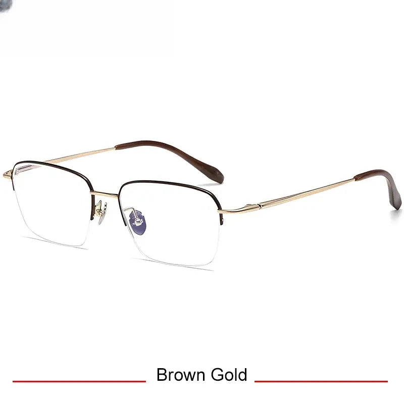 Men's Oval Semi-Rimless Titanium Oversized Prescription Glasses 316887 — view 6 | Rx Spectacle