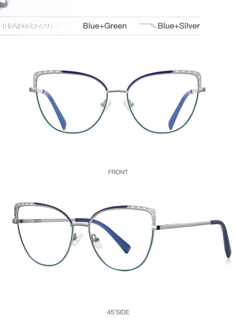 Women's Cat Eye Full Rim Alloy Reading Glasses Pfd3112 — view 14 | Rx Spectacle