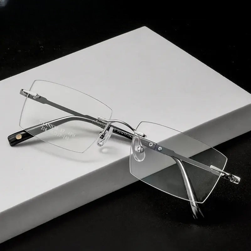 Women's Square Rimless Titanium Prescription Glasses 553517 — view 1 | Rx Spectacle