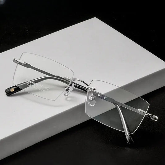 Women's Square Rimless Titanium Prescription Glasses 553517 — view 1 | Rx Spectacle