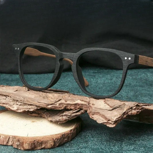 Men's Square Full Rim Wood Prescription Glasses M9205 — view 1 | Rx Spectacle