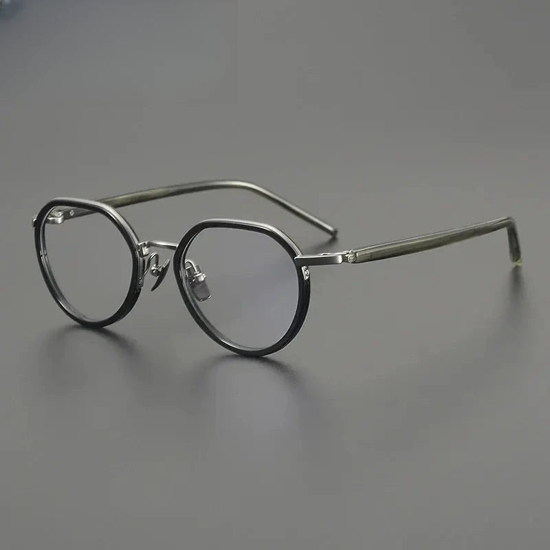 Unisex Round Full Rim Titanium Flat Top Prescription Glasses G2171 — view 6 | Rx Spectacle