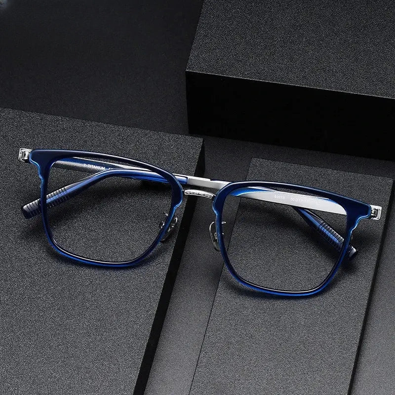Unisex Square Full Rim Titanium Prescription Glasses 80978 — view 1 | Rx Spectacle