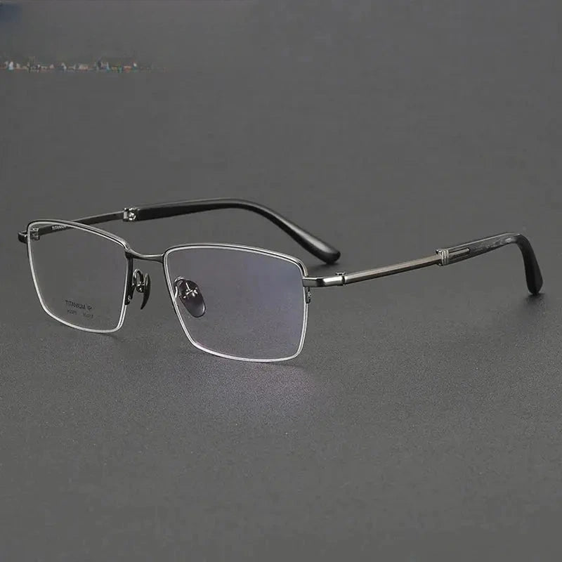 Unisex Square Semi-Rimless Titanium Prescription Glasses 932370 — view 6 | Rx Spectacle