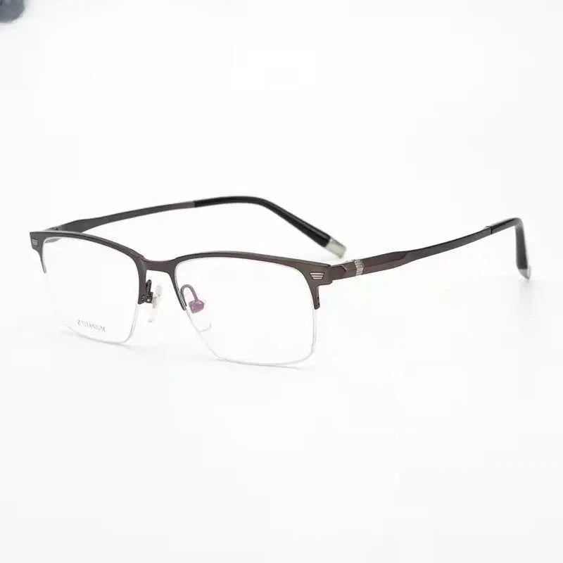 Men's Square Semi-Rimless Titanium Prescription Glasses 27009 — view 1 | Rx Spectacle