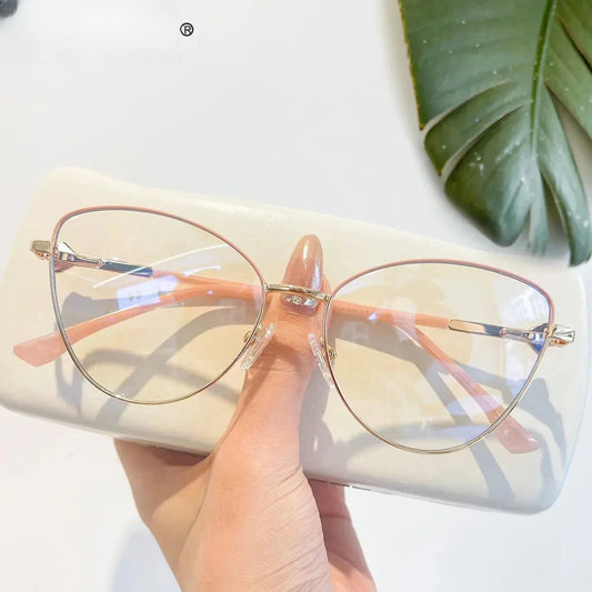 Women's Butterfly Full Rim Titanium Reading Glasses 69832 — view 1 | Rx Spectacle