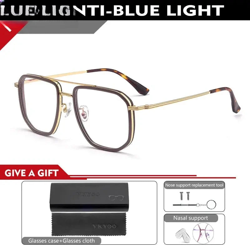 Men's Square Full Rim Titanium Double Bridge Oversized Reading Glasses 2216 — view 8 | Rx Spectacle