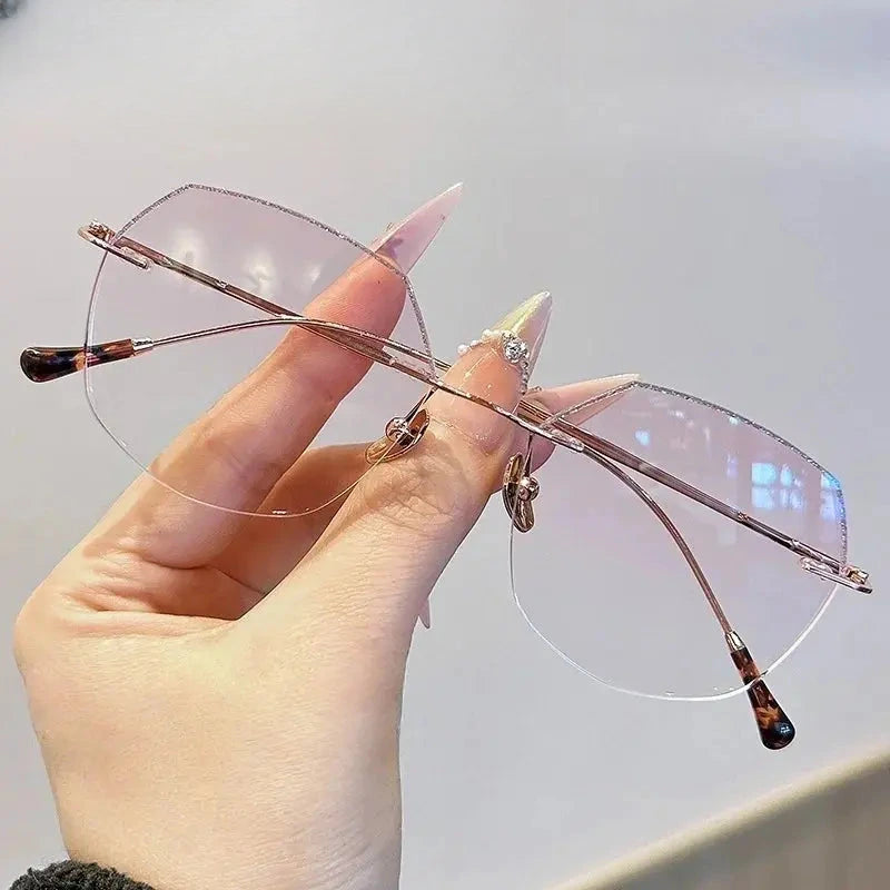 Women's Polygon Rimless Titanium Prescription Glasses 524369 — view 5 | Rx Spectacle