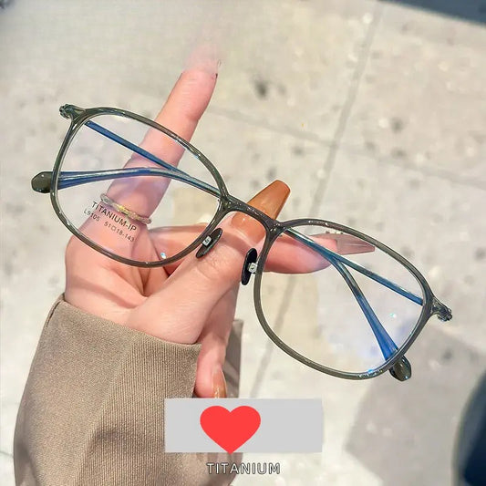 Women's Square Full Rim Titanium Prescription Glasses 91051 — view 1 | Rx Spectacle