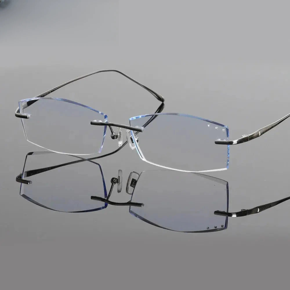 Men's Square Rimless Titanium Prescription Glasses 85086 — view 1 | Rx Spectacle