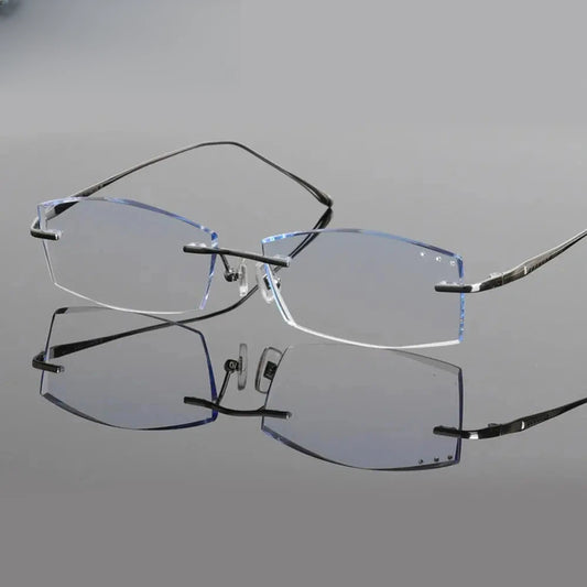 Men's Square Rimless Titanium Prescription Glasses 85086 — view 1 | Rx Spectacle