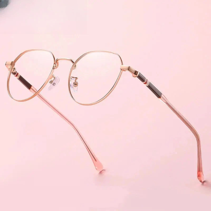 Women's Round Full Rim Titanium Flat Top Prescription Glasses 961921 — view 1 | Rx Spectacle