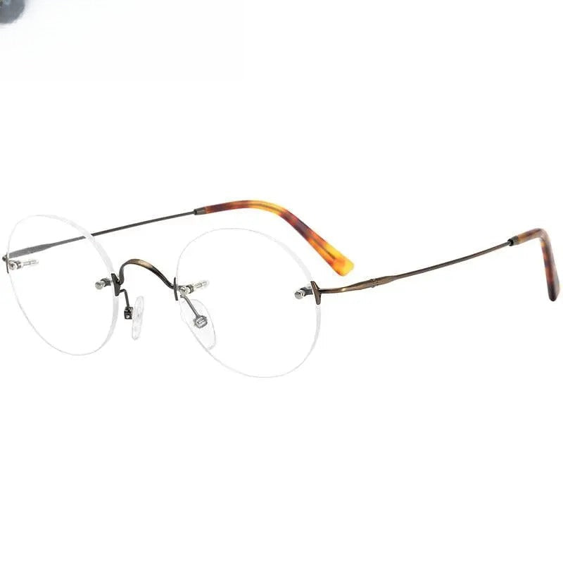 Unisex Round Rimless Titanium Prescription Glasses Kr16035a — view 1 | Rx Spectacle