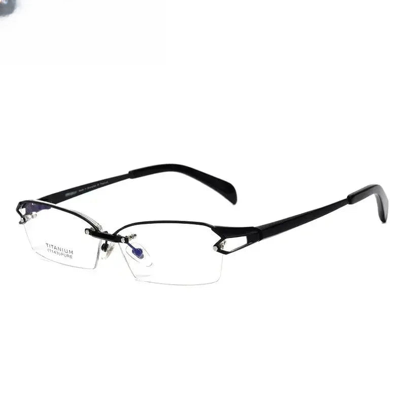 Men's Square Semi-Rimless Titanium Prescription Glasses 11437 — view 2 | Rx Spectacle