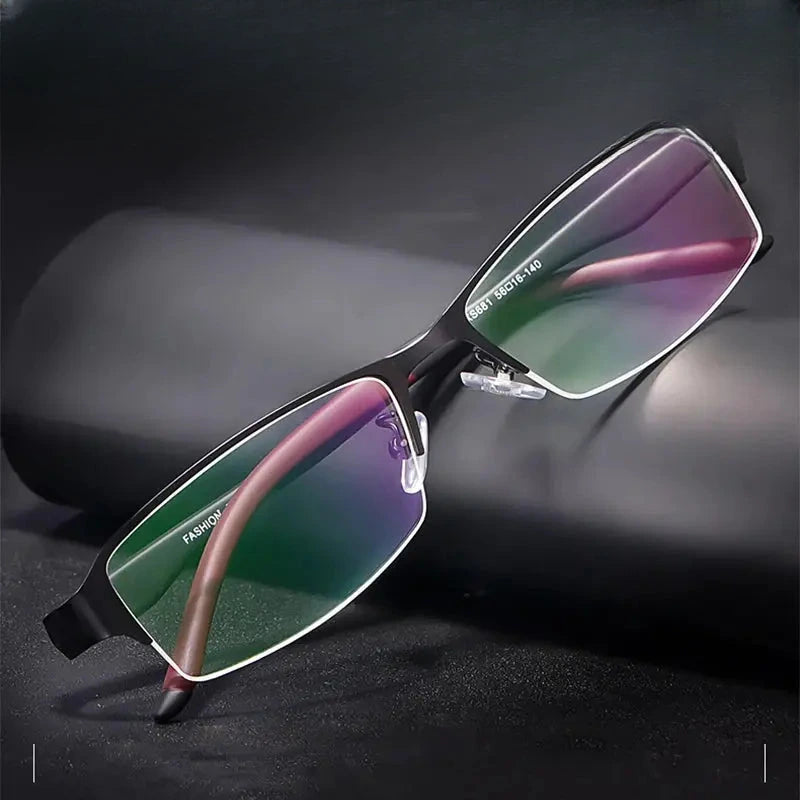 Men's Rectangular Semi-Rimless Alloy Prescription Glasses 681000 — view 1 | Rx Spectacle