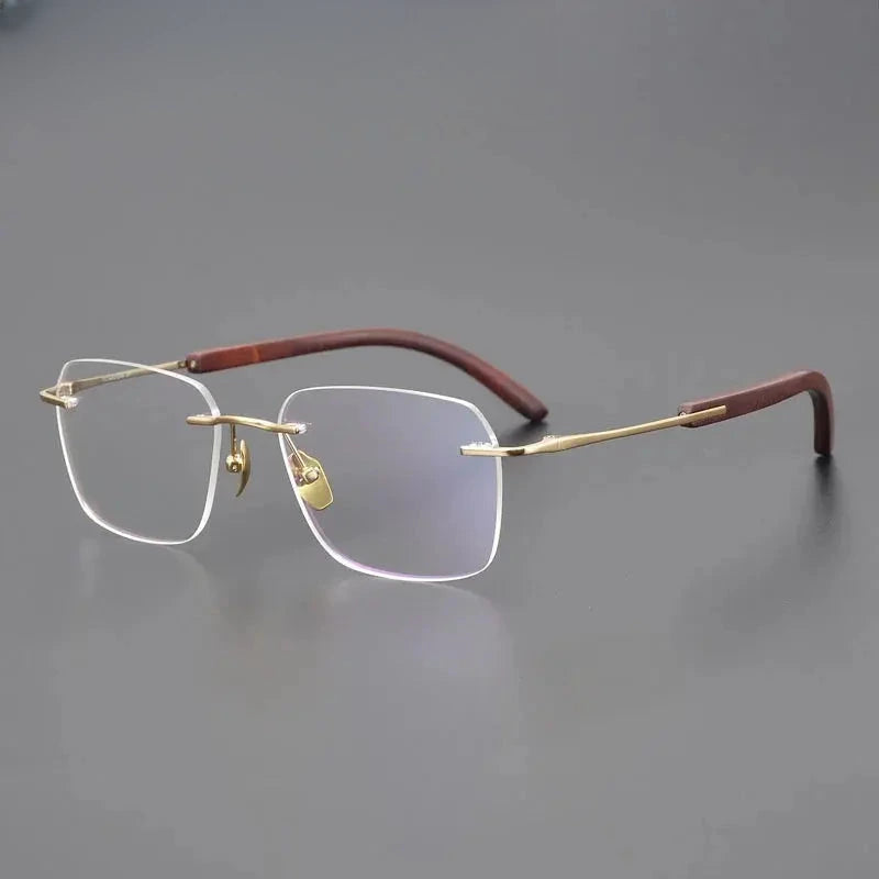 Unisex Square Rimless Titanium Prescription Glasses 84246 — view 5 | Rx Spectacle