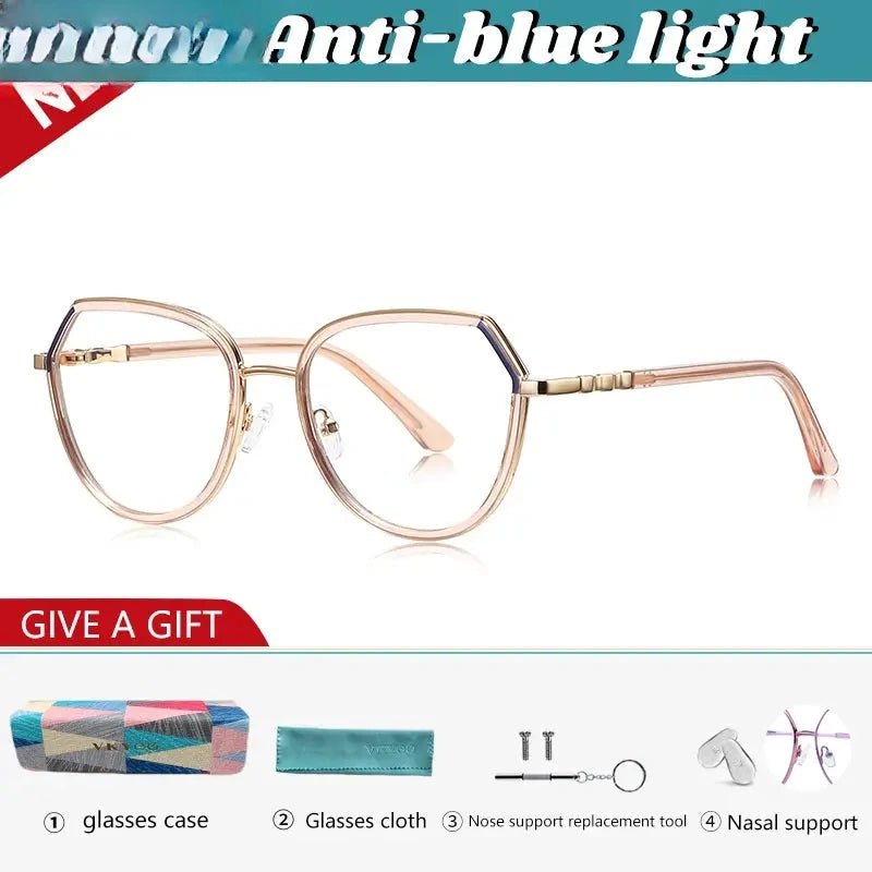 Women's Irregular Full Rim Titanium Reading Glasses 43130 — view 4 | Rx Spectacle