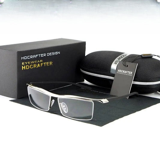 Men's Square Semi-Rimless Acetate Prescription Glasses E004 — view 1 | Rx Spectacle