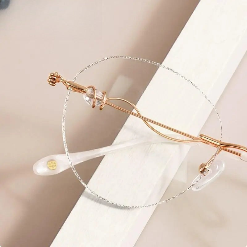 Women's Round Rimless Titanium Prescription Glasses 88128 — view 10 | Rx Spectacle