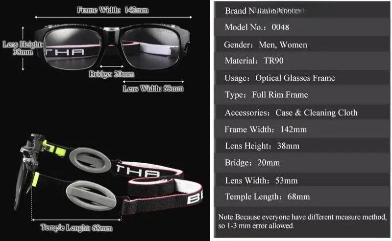 Unisex Square Full Rim Titanium Sports Glasses 0048 — view 9 | Rx Spectacle