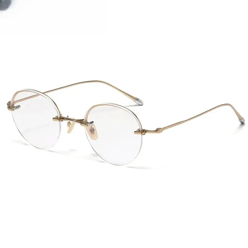 Men's Round Semi-Rimless Titanium Prescription Glasses K5921 — view 1 | Rx Spectacle