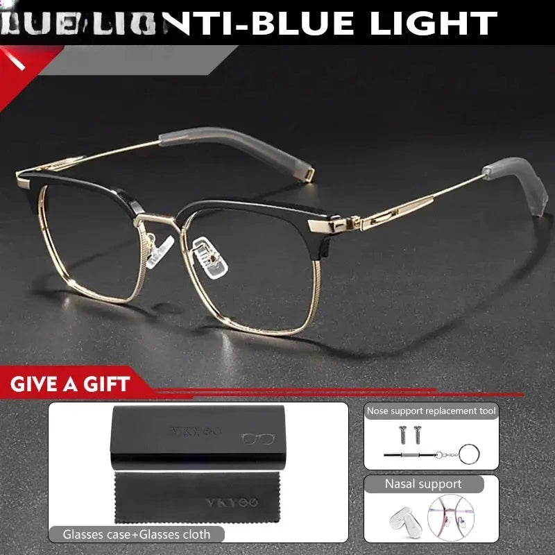 Unisex Square Full Rim Titanium Reading Glasses 814107 — view 3 | Rx Spectacle