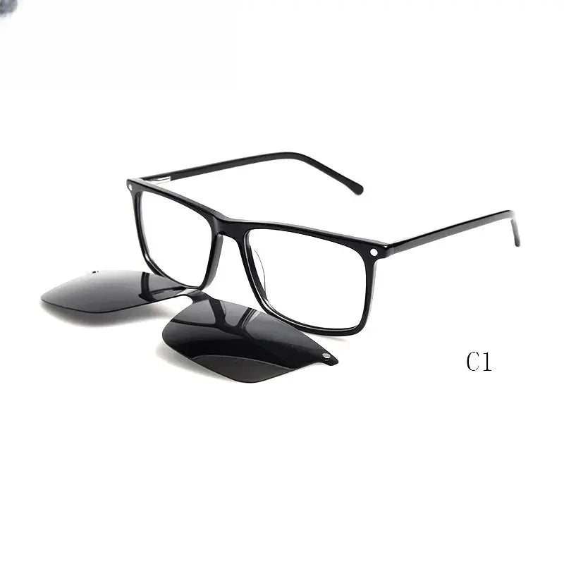 Unisex Square Full Rim Acetate Clip-On Prescription Glasses — view 4 | Rx Spectacle