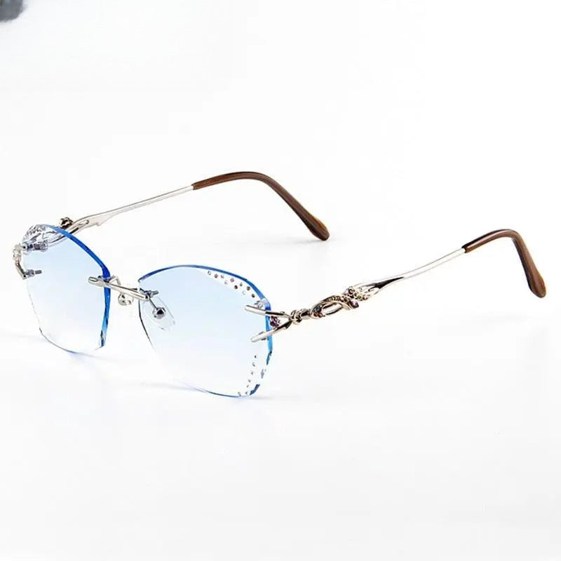 Women's Round Rimless Titanium Prescription Glasses 8036c — view 6 | Rx Spectacle