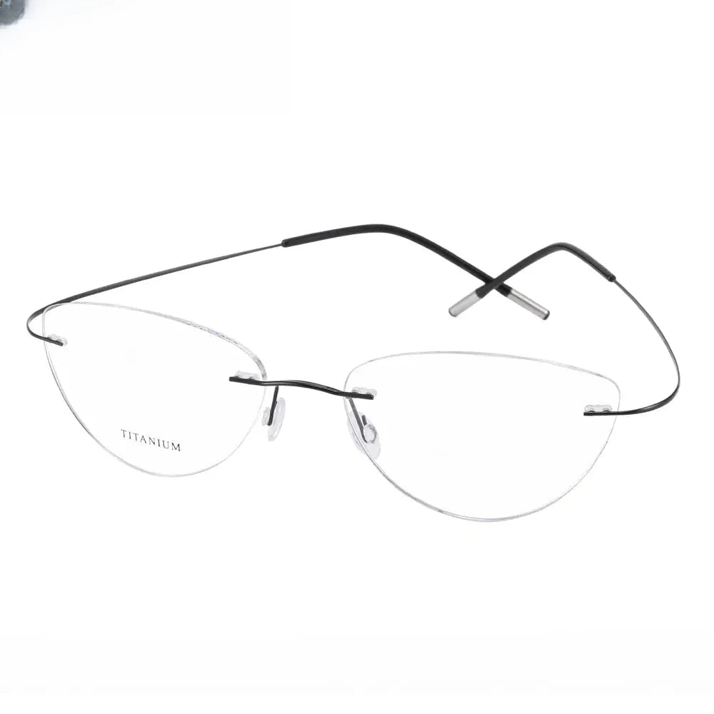 Unisex Cat Eye Rimless Titanium Prescription Glasses 720003 — view 5 | Rx Spectacle