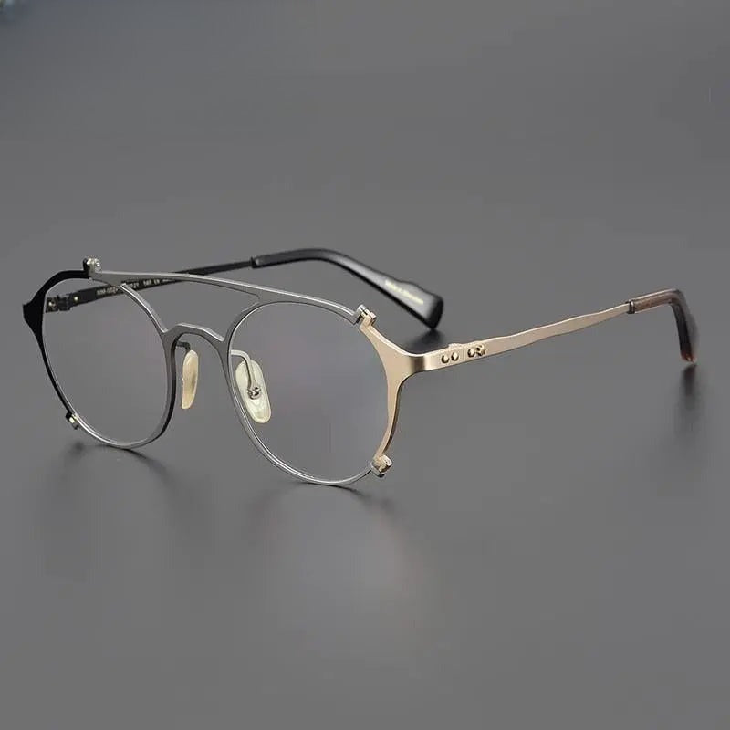 Unisex Round Full Rim Titanium Double Bridge Prescription Glasses Gxyj1026 — view 3 | Rx Spectacle