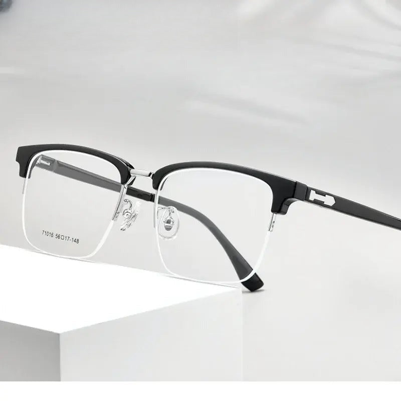 Men's Square Semi-Rimless Titanium Prescription Glasses 71016 — view 1 | Rx Spectacle