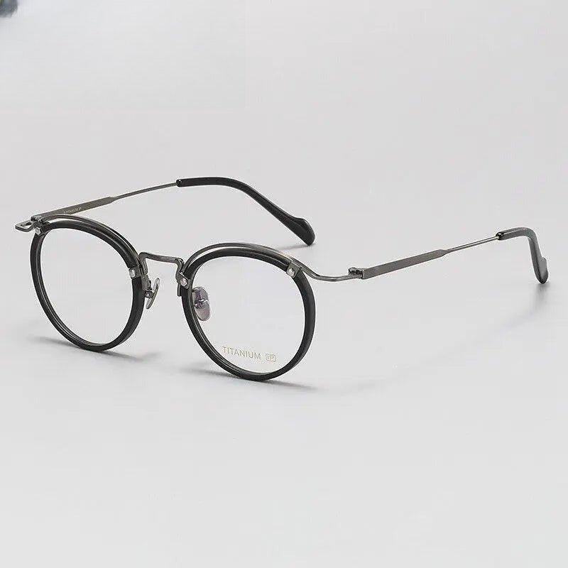 Unisex Round Full Rim Titanium Prescription Glasses Gxyj1069 — view 3 | Rx Spectacle