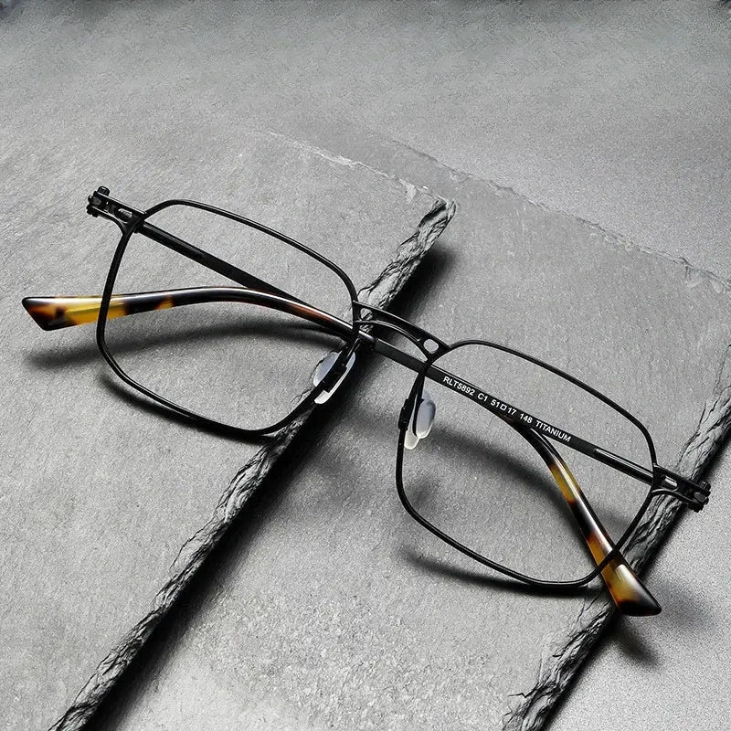 Men's Square Full Rim Titanium Oversized Prescription Glasses 85892 — view 1 | Rx Spectacle