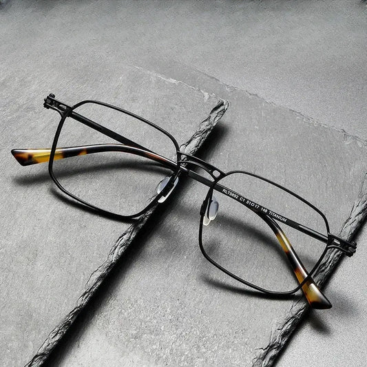 Men's Square Full Rim Titanium Oversized Prescription Glasses 85892 — view 1 | Rx Spectacle