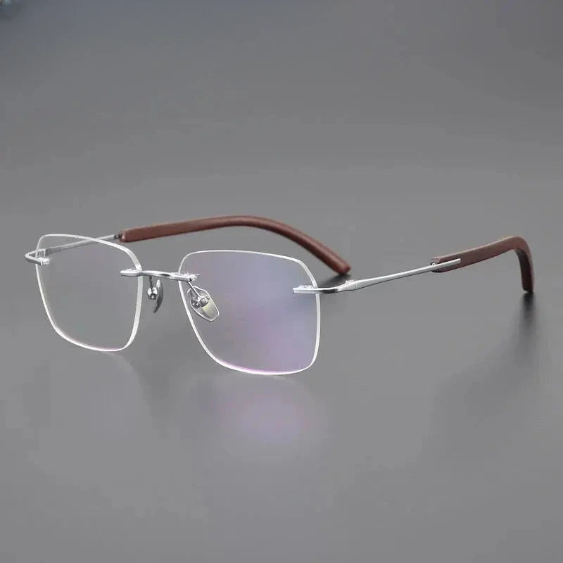 Unisex Square Rimless Titanium Prescription Glasses 84246 — view 4 | Rx Spectacle