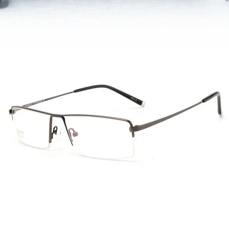 Men's Square Semi-Rimless Titanium Prescription Glasses 68095 — view 1 | Rx Spectacle